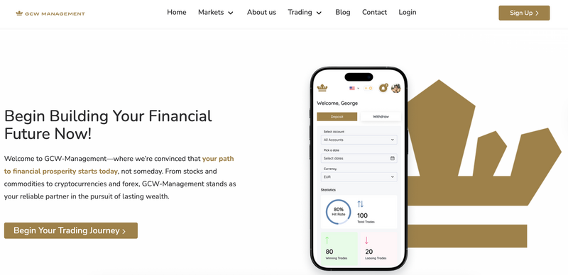 GCW Management home page screenshot