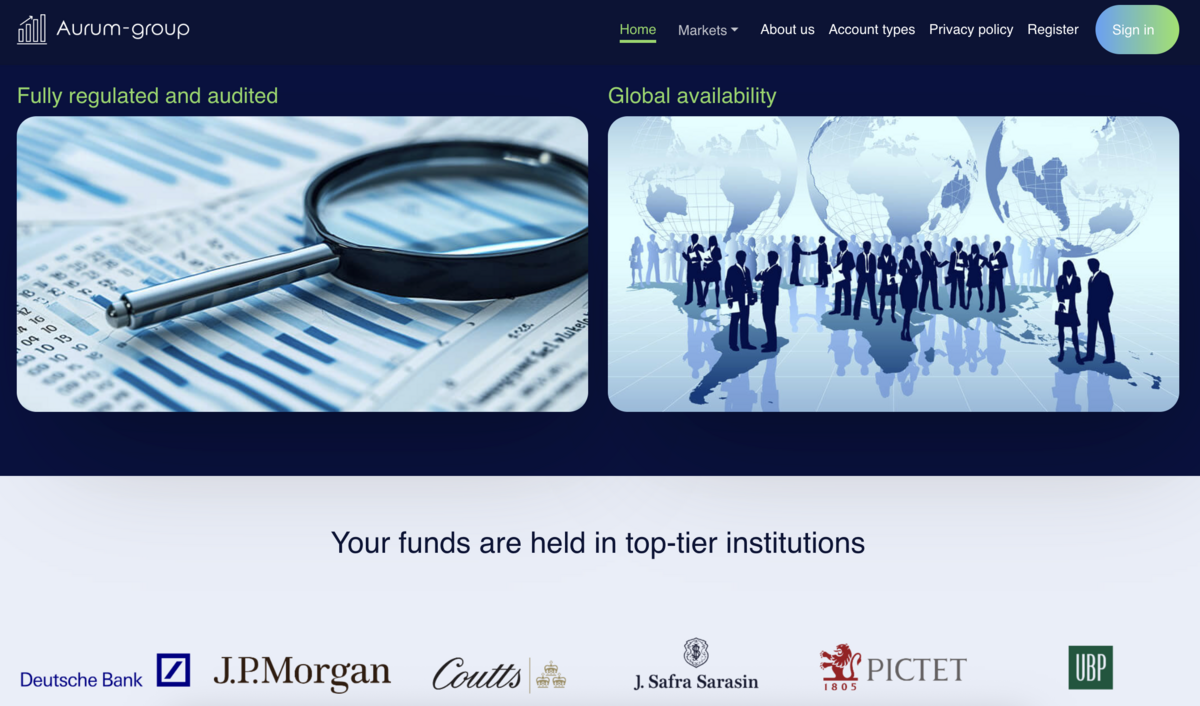 Aurum Gorup home page screenshot